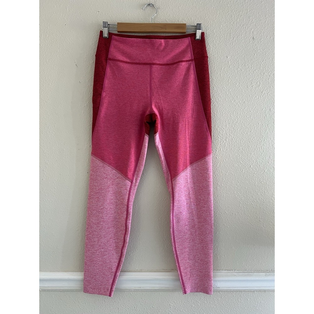 Outdoor Voices High Rise Pink Color Block Leggings Size M Yoga Athleisure Sporty